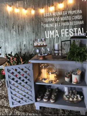 Aluna usou as peças do curso para decorar uma festa