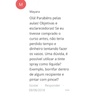 Depoimento de aluna Mayara sobre as aulas objetivas do curso